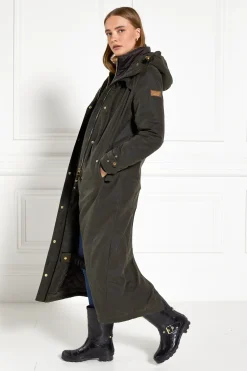 Holland Cooper Jackets|Shop By Product-Wax Longline Field Coat Dark Olive
