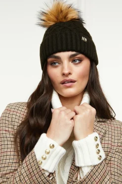 Holland Cooper Headwear|Hats & Headbands-Windsor Bobble Hat Fern Green