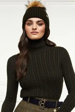 Holland Cooper Headwear|Hats & Headbands-Windsor Bobble Hat Fern Green