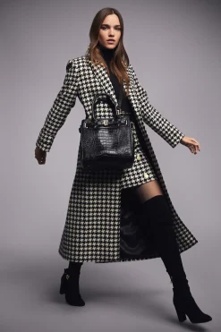 Holland Cooper Coats-Wrap Coat Large Scale Houndstooth