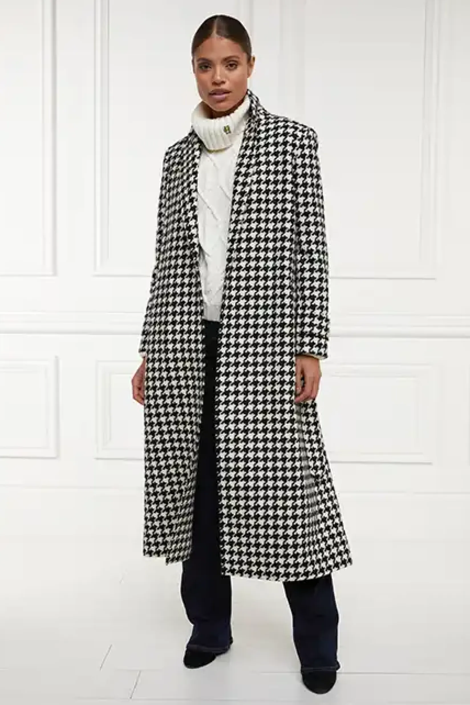 Holland Cooper Coats-Wrap Coat Large Scale Houndstooth