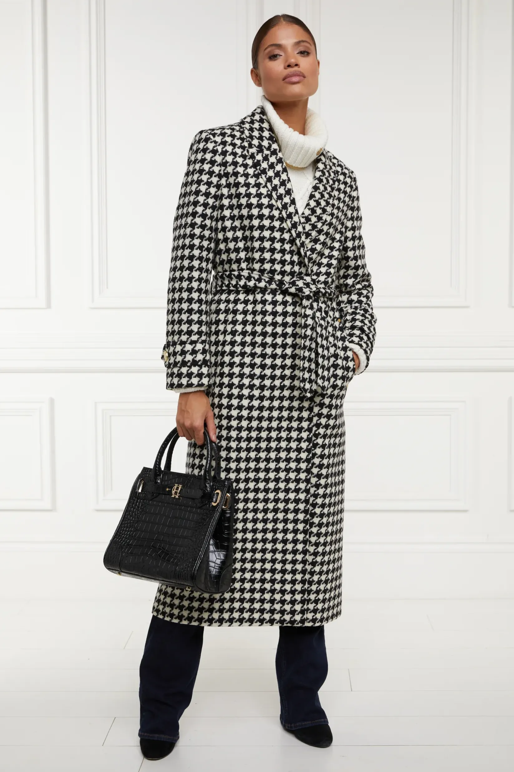Holland Cooper Coats-Wrap Coat Large Scale Houndstooth