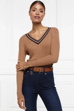 Holland Cooper Knitwear|Shop By Product-Zoe Knit Dark Camel Marl