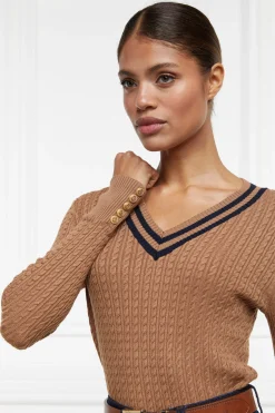 Holland Cooper Knitwear|Shop By Product-Zoe Knit Dark Camel Marl